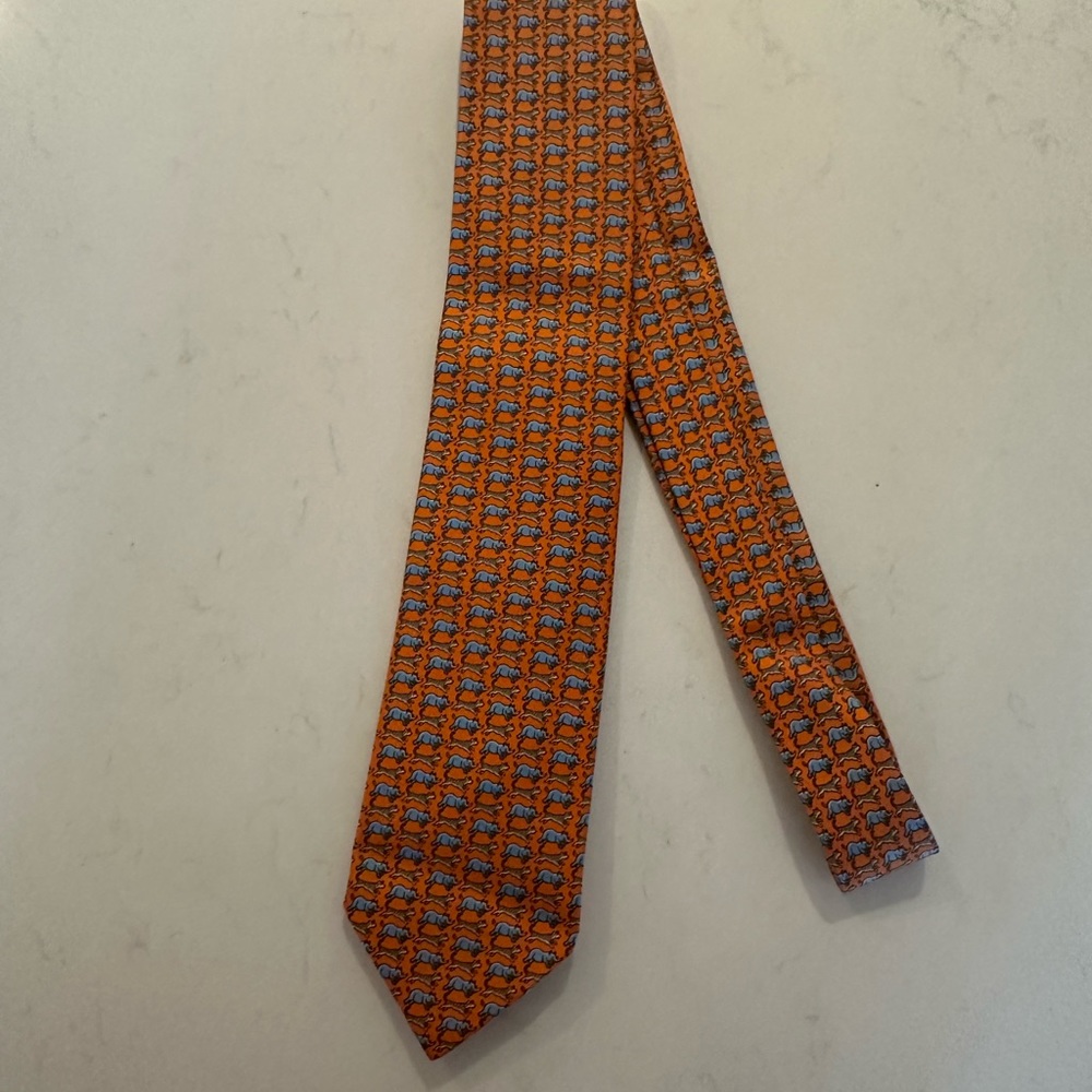Hermes orange classic tie